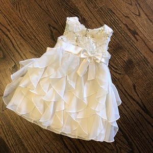 Special occasion, holiday dress ivory and gold 2t